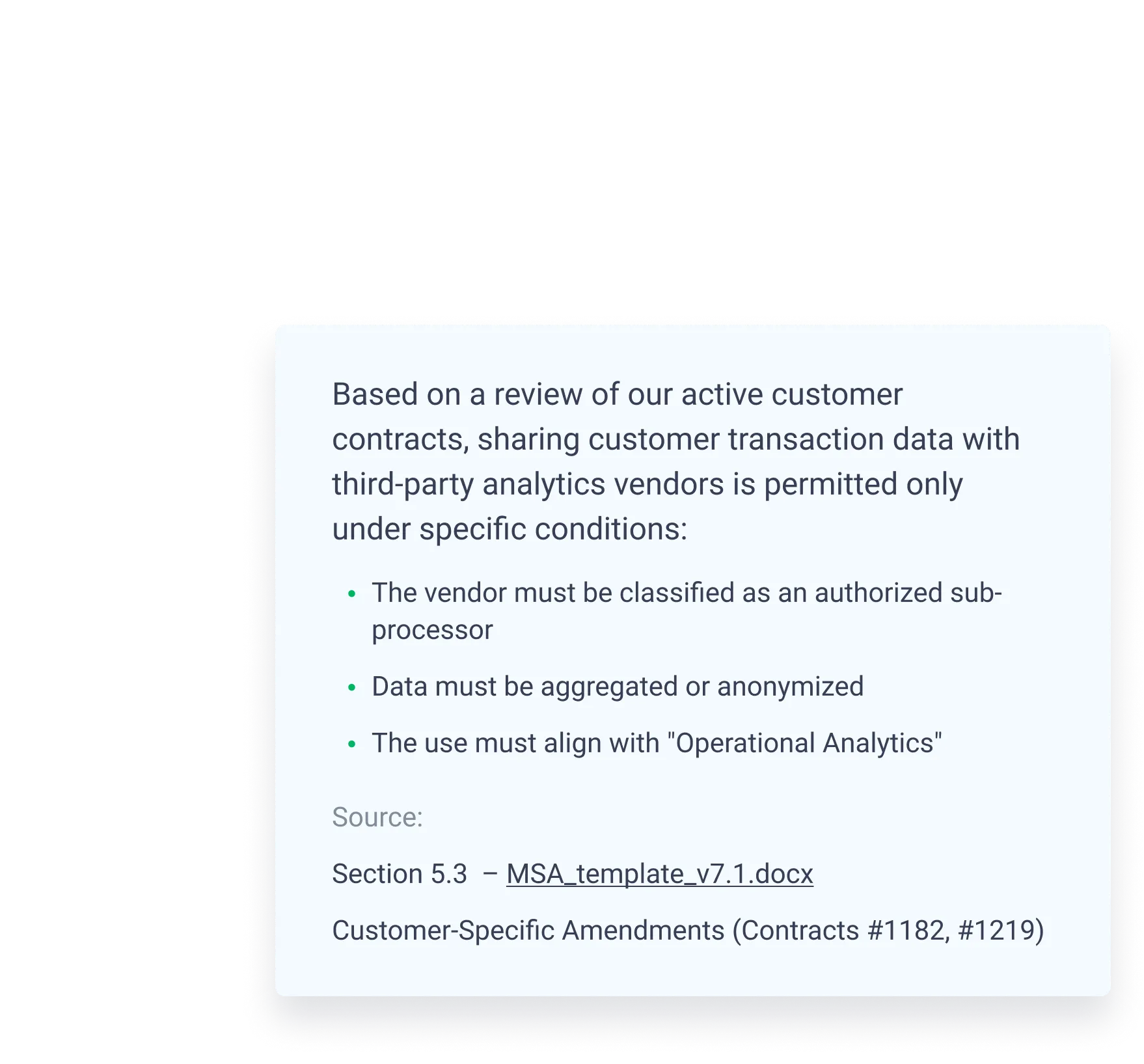 Answer Mobile Illustration Based on a review of our active customer contracts,sharing customer transaction data=